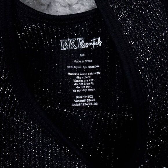 BKE Metallic Brami Crop Top Tank Size Medium/Large Bkessentials Stretch Ribbed - Picture 4 of 6